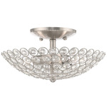 Cassandra Semi Flush Ceiling Light - Brushed Nickel / Crystal