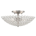 Cassandra Semi Flush Ceiling Light - Brushed Nickel / Crystal