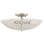 Cassandra Semi Flush Ceiling Light - Brushed Nickel / Crystal