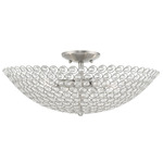 Cassandra Semi Flush Ceiling Light - Brushed Nickel / Crystal