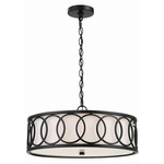 Graham Chandelier - Matte Black / White Linen