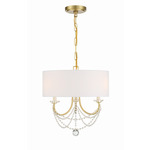 Delilah Shade Chandelier - Aged Brass / White