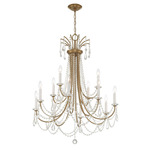 Karrington Chandelier - Aged Brass / Crystal