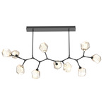 Gem Modern Branch Chandelier - Matte Black / Amber