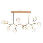 Gem Large Modern Branch Chandelier - Novel Brass / Amber