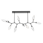 Rock Crystal Modern Branch Chandelier - Matte Black / Chilled Clear