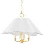 Rosanna Pendant - Aged Brass / White Linen