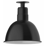 Deep Bowl Outdoor Ceiling Light - Black