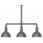 Deep Bowl 3LT Linear Outdoor Pendant - Slate Gray