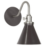 Uno Curved Arm Cone Wall Light - Brushed Nickel / Architectural Bronze