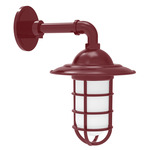 Vaportite Straight Arm Cap Outdoor Wall Light - Barn Red / Frosted