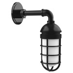 Vaportite Straight Arm Outdoor Wall Light - Black / Frosted