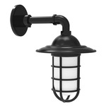 Vaportite Straight Arm Cap Outdoor Wall Light - Black / Frosted