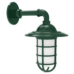 Vaportite Straight Arm Cap Outdoor Wall Light - Forest Green / Frosted
