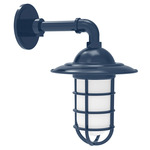 Vaportite Straight Arm Cap Outdoor Wall Light - Navy / Frosted