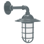Vaportite Straight Arm Cap Outdoor Wall Light - Slate Gray / Frosted