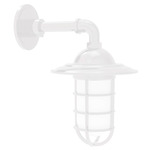Vaportite Straight Arm Cap Outdoor Wall Light - White / Frosted