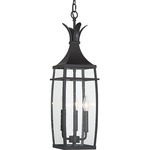 Montpelier Outdoor Pendant - Matte Black / Clear Seeded