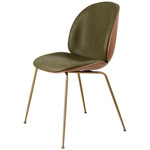 Beetle Veneer Dining Chair - Antique Brass / Soft Leather Army / Walnut Veneer