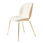 Beetle Veneer Dining Chair - Brass Semi Matte / Karakorum Ivory / Oak Veneer