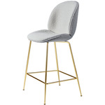 Beetle Upholstered Bar / Counter Chair - Brass Semi Matte / Karakorum Grey