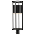 Luca Outdoor Post Light with Round Fitter - Black / Etched Glass