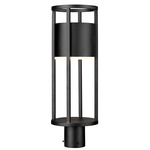 Luca Outdoor Post Light with Round Fitter - Black / Etched Glass