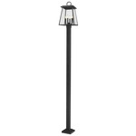 Broughton Outdoor Post Light with Square Post/Stepped Base - Black / Clear Beveled