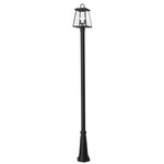 Broughton Outdoor Post Light with Round Post/Hexagon Base - Black / Clear Beveled