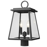 Broughton Outdoor Post Light with Round Fitter - Black / Clear Beveled