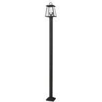 Broughton Outdoor Post Light with Square Post/Stepped Base - Black / Clear Beveled