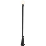 Laurent Outdoor Post Light with Round Post/Hexagon Base - Black / Opal