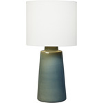 Vessel Table Lamp - Blue Anglia Crackle / White Linen