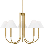 Porteau Chandelier - Satin Brass / White Linen