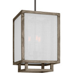 Brockway Pendant - Weathered Oak / White Linen