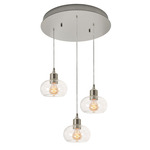 Laney Round Multi Light Pendant - Satin Nickel / Clear Seeded