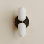 Chromatic Glass Up Down Wall Sconce - Black Canopy / Sandblasted White