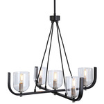 Cheshire Chandelier - Black / Brushed Nickel / Clear