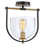 Cheshire Semi Flush Ceiling Light - Black / Brass / Clear