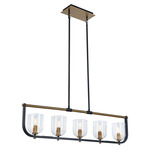 Cheshire Linear Chandelier - Black / Brass / Clear