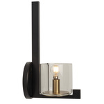 Salinas Wall Sconce - Black / Brass / Clear