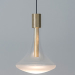 Cathode 2 Pendant - Brushed Brass / Clear / Frost