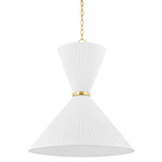 Enid Pendant - Aged Brass / White Linen