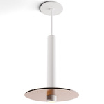 Combi Pendant with Decorative Glass Plate - Matte White / Tea Brown / Tea Brown