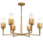 Sawgrass Stem Chandelier - Gold Leaf / Opal