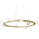 Pearlene Circular Chandelier - Aged Brass / Clear