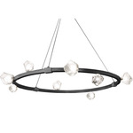 Pearlene Circular Chandelier - Matte Black / Clear