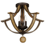 Basque Semi Flush Ceiling Light - Anthracite / Driftwood