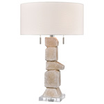 Burne Table Lamp - Antique White / White Linen