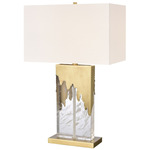 Custom Blend Table Lamp - Brass/ Clear / White Linen